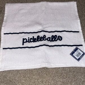 White Pickleball Towel with Navy Embroidery 30x16